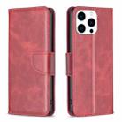 For iPhone 15 Pro Lambskin Texture Pure Color Flip Leather Phone Case(Red) - 1