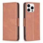 For iPhone 15 Pro Lambskin Texture Pure Color Flip Leather Phone Case(Brown) - 1