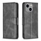 For iPhone 15 Plus Lambskin Texture Pure Color Flip Leather Phone Case(Black) - 1