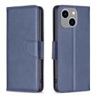 For iPhone 15 Plus Lambskin Texture Pure Color Flip Leather Phone Case(Blue) - 1