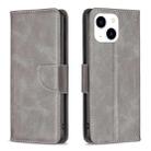 For iPhone 15 Lambskin Texture Pure Color Flip Leather Phone Case(Grey) - 1