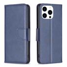 For iPhone 16 Pro Max Lambskin Texture Pure Color Flip Leather Phone Case(Blue) - 1