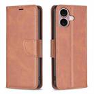 For iPhone 16 Lambskin Texture Pure Color Flip Leather Phone Case(Brown) - 1