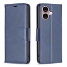 For iPhone 16 Plus Lambskin Texture Pure Color Flip Leather Phone Case(Blue) - 1