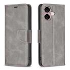 For iPhone 16 Plus Lambskin Texture Pure Color Flip Leather Phone Case(Grey) - 1