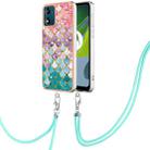 For Motorola Moto E13 Electroplating IMD TPU Phone Case with Lanyard(Colorful Scales) - 1