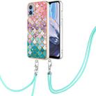 For Motorola Moto E22/E22i Electroplating IMD TPU Phone Case with Lanyard(Colorful Scales) - 1