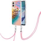 For Motorola Moto G53 5G Electroplating IMD TPU Phone Case with Lanyard(Dream Butterfly) - 1