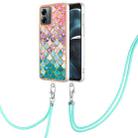 For Motorola Moto G14 Electroplating IMD TPU Phone Case with Lanyard(Colorful Scales) - 1