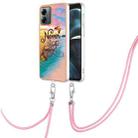 For Motorola Moto G14 Electroplating IMD TPU Phone Case with Lanyard(Dream Butterfly) - 1