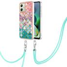 For Motorola Moto G54 Electroplating IMD TPU Phone Case with Lanyard(Colorful Scales) - 1