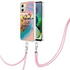 For Motorola Moto G54 Electroplating IMD TPU Phone Case with Lanyard(Dream Butterfly) - 1