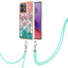 For Motorola Moto G84 Electroplating IMD TPU Phone Case with Lanyard(Colorful Scales) - 1