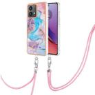 For Motorola Moto G84 Electroplating IMD TPU Phone Case with Lanyard(Blue Marble) - 1