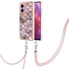 For Motorola Moto G04 4G / G24 4G Electroplating IMD TPU Phone Case with Lanyard(Pink Scales) - 1