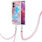 For Motorola Moto G04 4G / G24 4G Electroplating IMD TPU Phone Case with Lanyard(Blue Marble) - 1