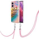 For Motorola Moto G04 4G / G24 4G Electroplating IMD TPU Phone Case with Lanyard(Dream Butterfly) - 1