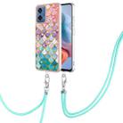 For Motorola Moto G34 Electroplating IMD TPU Phone Case with Lanyard(Colorful Scales) - 1