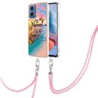 For Motorola Moto G34 Electroplating IMD TPU Phone Case with Lanyard(Dream Butterfly) - 1