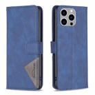 For iPhone 15 Pro Max Magnetic Buckle Rhombus Texture Leather Phone Case(Blue) - 1