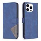 For iPhone 16 Pro Max Magnetic Buckle Rhombus Texture Leather Phone Case(Blue) - 1