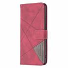 For iPhone 16 Pro Magnetic Buckle Rhombus Texture Leather Phone Case(Red) - 3