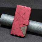 For iPhone 16 Magnetic Buckle Rhombus Texture Leather Phone Case(Red) - 2