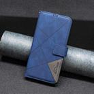 For iPhone 16 Magnetic Buckle Rhombus Texture Leather Phone Case(Blue) - 2