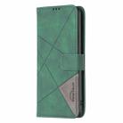 For iPhone 16 Magnetic Buckle Rhombus Texture Leather Phone Case(Green) - 3