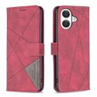 For iPhone 17 Magnetic Buckle Rhombus Texture Leather Phone Case(Red) - 1