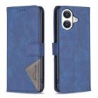 For iPhone 17 Magnetic Buckle Rhombus Texture Leather Phone Case(Blue) - 1