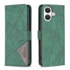 For iPhone 17 Magnetic Buckle Rhombus Texture Leather Phone Case(Green) - 1