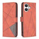 For iPhone 17 Magnetic Buckle Rhombus Texture Leather Phone Case(Brown) - 1
