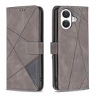 For iPhone 17 Magnetic Buckle Rhombus Texture Leather Phone Case(Grey) - 1