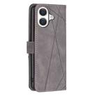 For iPhone 17 Magnetic Buckle Rhombus Texture Leather Phone Case(Grey) - 3
