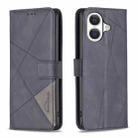 For iPhone 17 Magnetic Buckle Rhombus Texture Leather Phone Case(Black) - 1
