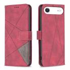 For iPhone 17 Air Magnetic Buckle Rhombus Texture Leather Phone Case(Red) - 1
