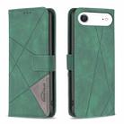 For iPhone 17 Air Magnetic Buckle Rhombus Texture Leather Phone Case(Green) - 1