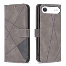 For iPhone 17 Air Magnetic Buckle Rhombus Texture Leather Phone Case(Grey) - 1
