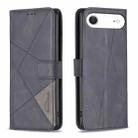 For iPhone 17 Air Magnetic Buckle Rhombus Texture Leather Phone Case(Black) - 1