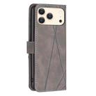 For iPhone 17 Pro Magnetic Buckle Rhombus Texture Leather Phone Case(Grey) - 3