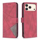 For iPhone 17 Pro Max Magnetic Buckle Rhombus Texture Leather Phone Case(Red) - 1