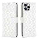 For iPhone 15 Pro Max Diamond Lattice Wallet Flip Leather Phone Case(White) - 1