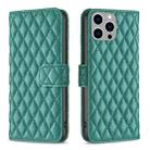 For iPhone 15 Pro Max Diamond Lattice Wallet Flip Leather Phone Case(Green) - 1