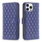 For iPhone 15 Pro Diamond Lattice Wallet Flip Leather Phone Case(Blue) - 1