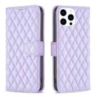 For iPhone 15 Pro Diamond Lattice Wallet Flip Leather Phone Case(Purple) - 1