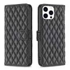 For iPhone 15 Pro Diamond Lattice Wallet Flip Leather Phone Case(Black) - 1