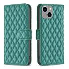 For iPhone 15 Plus Diamond Lattice Wallet Flip Leather Phone Case(Green) - 1