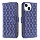 For iPhone 15 Diamond Lattice Wallet Flip Leather Phone Case(Blue) - 1