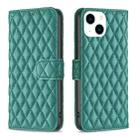 For iPhone 15 Diamond Lattice Wallet Flip Leather Phone Case(Green) - 1